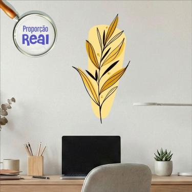 Imagem de Adesivo Floral Boho Amarelo Estilo Nórdico 31x60 Minimalista Mod.03