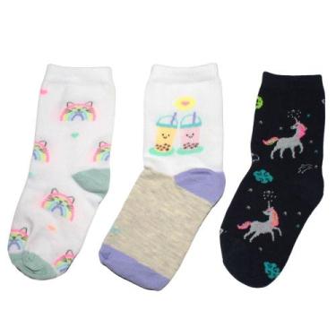 Imagem de Kit Meia Infantil Feminina Selene 25 à 28 Vd/Rx/Pt, So, Sortido, 25/28