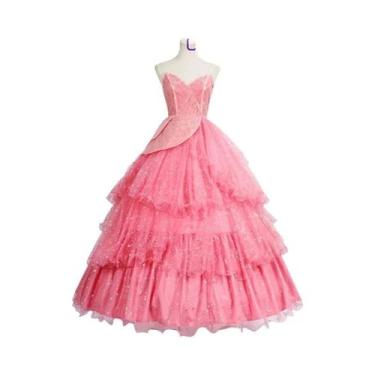 Imagem de Fantasia De Cosplay Glinda Rosa Para Adultos, Vestido Para Mulheres, F