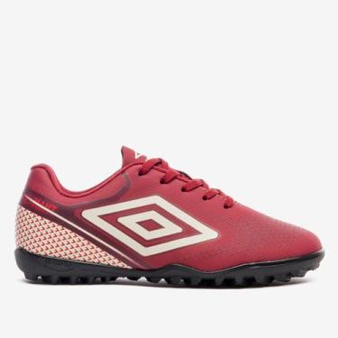 Imagem de Chuteira Society Infantil Umbro Adamant Top Speed, Branco, Vinho, 35