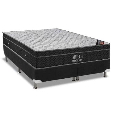 Imagem de Cama Box Queen: Colchão Molas Bonnel Ortobom Nanolastic Airtech Progre