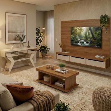 Imagem de Sala de Estar Presence Painel Tv 75'' Mesa Centro e Aparador com Espel