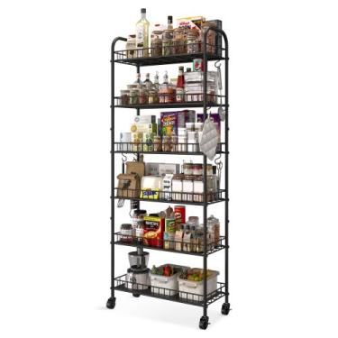 Imagem de Carrinho de Armazenamento Qiaoxuan de Metal Slim com 6 Níveis 25x61 cm