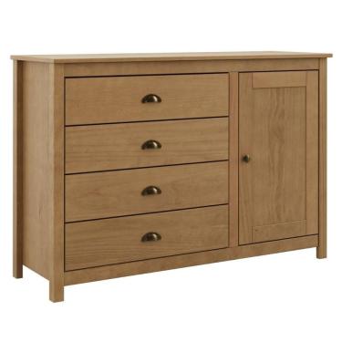 Imagem de Comoda 4 Gavetas 1 Porta Madeira Macica Taeda 125 cm 9149 Festra