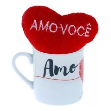 Imagem de Kit Caneca Com Coração De Pelúcia Amo Você Presente Xícara - Duandra M