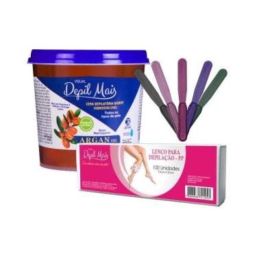Imagem de Kit Cera Depilatória Quente Natural Visual Depil Mais 600g Hidrossolúv
