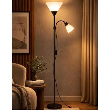 Imagem de Luminária Chão 177cm Piso Articulada Dupla p/ 2 Lâmpadas Pedestal Colu