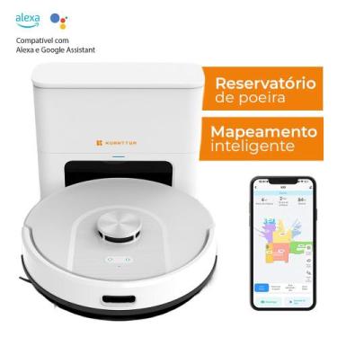 Imagem de Robô Aspirador Kuanttum X10 Branco 220V Laser WiFi 5000Pa Mop Smart Tu