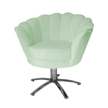 Imagem de Conjunto 2 Poltronas Estofada Com Base Giratória de Metal Pétala Veludo Verde Chá - LM...