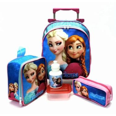 Imagem de Kit Mochila Escolar Frozen Glitter Rodinhas Tam M 2019 F5 - proprio
