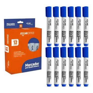 Imagem de Kit 12 Pincel Marcador Quadro Branco Azul Jocar Office Atacado