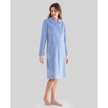 Imagem de Roupão Feminino Jacquard Quadriculado Macio Cinza Lohe, Cinza, G
