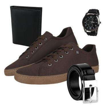 Imagem de Kit Sapatênis Presente Masculino Luxo Tênis Casual + Acessórios Brinde