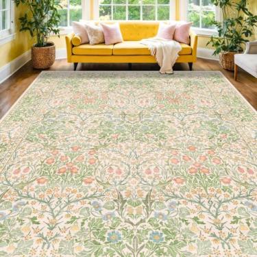 Imagem de Tapete Hazo Haus 254 x 356 cm Bege e Verde Floral Vintage