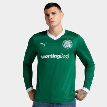 Imagem de Camisa Manga Longa Palmeiras I 25/26 Torcedor Puma Masculina, Verde, E