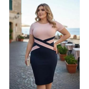 Imagem de Vestido Midi Detalhe em X Moda Feminina Evangélica - Miss FLOWER, Rosa
