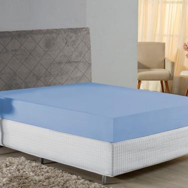 Imagem de Lençol Com Elástico Casal Nobre Viúva 1 Peça 30cm De Altura Malha 100% Algodão - Azul-bebê