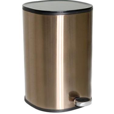 Imagem de Lixeira Redonda em Metal com Pedal 5 Litros Rose Gold - GHELPLUS
