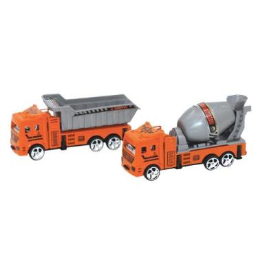 Imagem de Caminhão a Fricção Construção 2 Brinquedos Betoneira Caçamba X-Power T