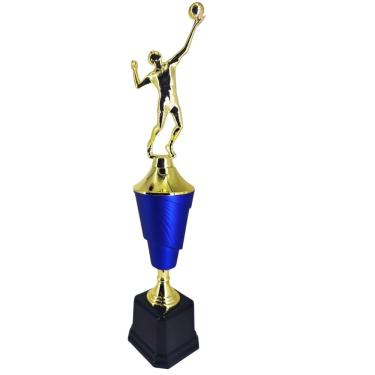Imagem de Troféu de Vôlei Masculino Vitória Vencedor 502253 em Polímero Metalizado 39cm Dourado e Azul