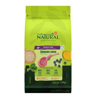 Imagem de Ração Guabi Natural Cão Adulto Médio Cordeiro E Aveia 2,5Kg - Brf