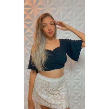 Imagem de Cropped manga flutuante feminino - H&C modas , Branco