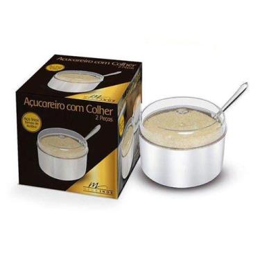 Imagem de Açucareiro de Inox Tampa Acrílica com Colher Megainox