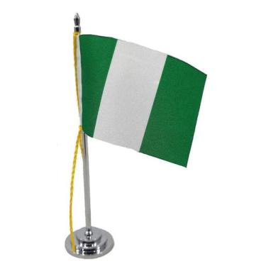 Imagem de Mini Bandeira de Mesa da Nigéria 15 cm Poliéster - SP Bandeiras 