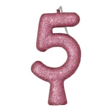 Imagem de Vela de Aniversário Puro Glitter Rose - Festcolor, 8, 5