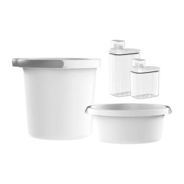 Imagem de Kit Lavandeira Flow Com 02 Dispenser De Sabão 1,5 E 2,3 L Branco + 01 