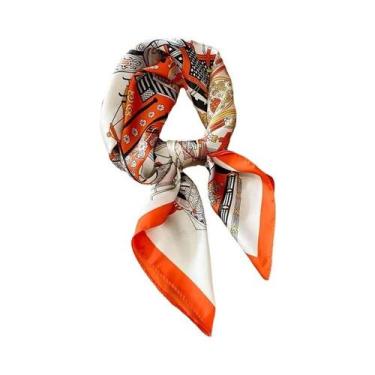 Imagem de Lenço Feminino De Cetim De Seda Macio Com Estampa De Cavalo, Lenço Qua