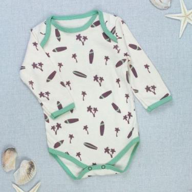 Imagem de Body Bebê Creme Manga Longa - Estampa Surfista Tropical Cor:CremeTaman