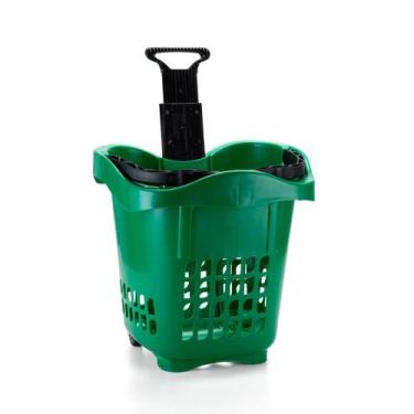 Imagem de Carrinho 30lts Cestinha De Mercado Com Rodas Duas Rodinhas Carrinho Fe