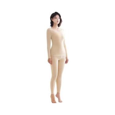 Imagem de Conjunto De Roupa Térmica Feminina De Inverno Sem Costura, Lingerie Qu
