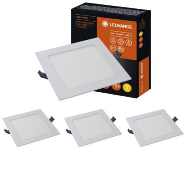 Imagem de 4 Luminárias Led Plafon 12w 3000k Embutir Quadrada Ledvance