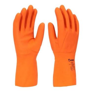 Imagem de Luva Imbat Ultra Látex Forrada Reforçada Laranja Tamanho 7 - Embalagem