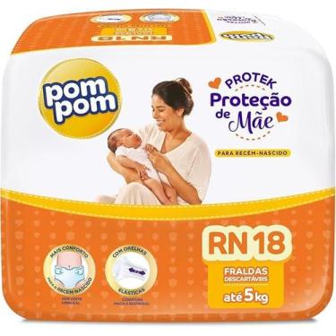 Imagem de Fralda Pom Pom Protek Proteção de Mãe Jumbo RN 18 Unidades