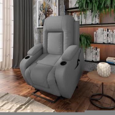 Imagem de Poltrona Reclinável Crihs Lift G23 com Massagem e Aquecimento Pu Cinza Gran Belo
