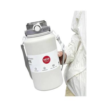 Imagem de Garrafa Térmica Grande De Aço Inoxidável 800ml 2000ml Com Alça E Canud