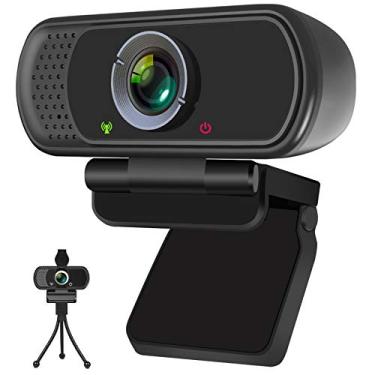 Imagem de Webcam, Webcam HD 1080p com obturador de privacidade e suporte de tripé, câmera Web de streaming profissional com microfone, câmera widescreen USB para computador, Mac, laptop, desktop,