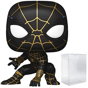 Imagem de Marvel: Homem-Aranha: No Way Home - Homem-Aranha em terno preto e dourado Funko Pop! boneco de vinil (acompanha capa protetora Pop Box compatível)