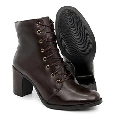 Imagem de Bota Feminina cano curto couro firenze 9032 Griffe cafe Cor:Marrom;Tamanho:38;Genero:Feminino