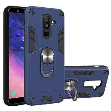 Imagem de Capa de celular Para Samsung Galaxy A6 Plus 2018 / A9 Star Lite Case, capa à prova de choque de grau militar com suporte de montagem de carro magnético caço protetor (Color : Navy blue)