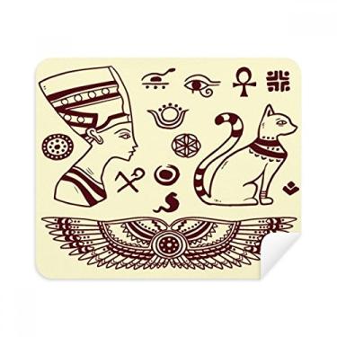 Imagem de Pano de limpeza com estampa de gato preto Pharaó do Egito Limpador de tela 2 peças de tecido de camurça