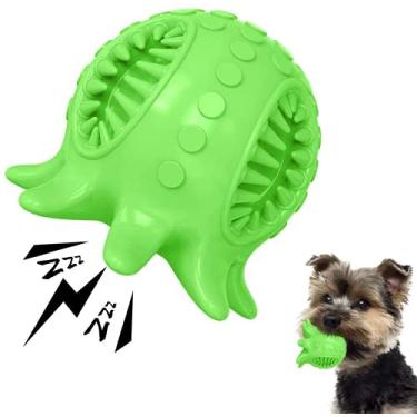 Imagem de Brinquedo para cães, bola de limpeza de dentes, polvo, bola alegre para cães, brinquedos mastigáveis com barulho, bola de distribuição de comida para cães pequenos/médios, quebra-cabeça interativo para filhotes (verde)