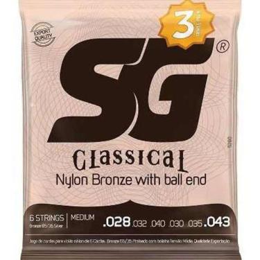 Imagem de Pack 9 Jogos De Cordas Sg Violão Nylon Medium Com Bolinha