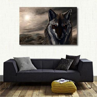 Imagem de Quadro decorativo Lobo - Paisagem - Artístico - Tela em Teci