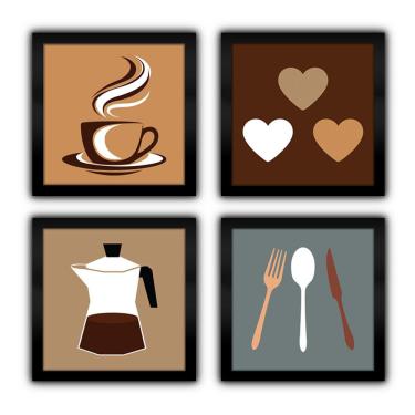 Imagem de Quadro Decorativo Cozinha Copa Cantina Objetos Café Xícara