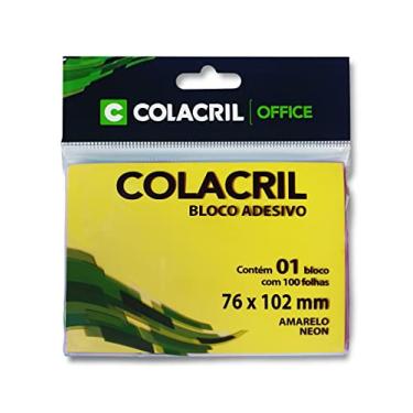 Imagem de Colacril Bloco Adesivo Reposicionável, Amarelo Neon, 76x102 mm com 100 fls