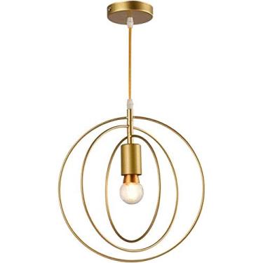 Imagem de Luster pendente Estilo Nórdico Luminária de Teto E27 Ø30CM para Quarto/Restaurante/Casa/bar (Redondo Pendente, Ouro)